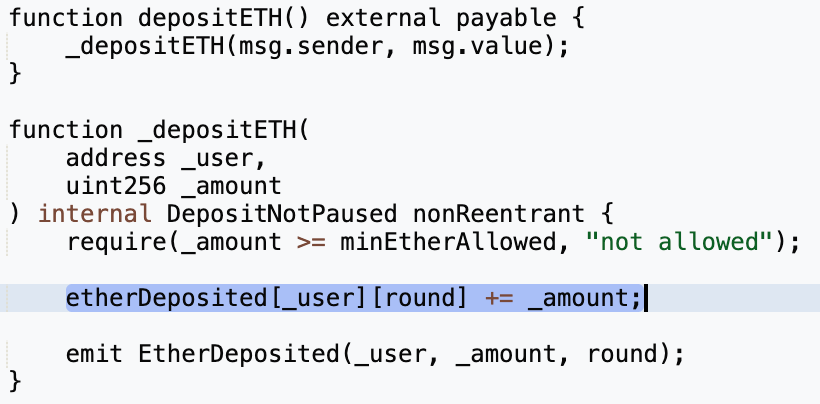 depositETH